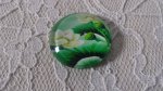 cabochão de vidro redondo 25mm flor 01-008 