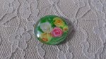 cabochão de vidro redondo 25mm flor 01-007 