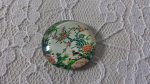 cabochão de vidro redondo 25mm flor 01-006 