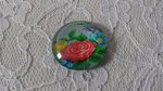 cabochão de vidro redondo 25mm flor 01-005 
