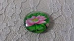 cabochão de vidro redondo 25mm flor 01-003 