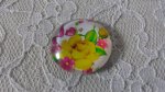 cabochão de vidro redondo 25mm flor 01-002 