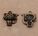 Conjunto de 5 amuletos de gato em metal bronze - Pingente de gato n.º 01 