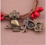 Conjunto de 5 pingentes de coruja em metal bronze-01 Pingente de coruja 