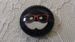 cabochão de vidro redondo 25mm bigode 044 
