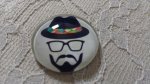 cabochão de vidro redondo 25mm bigode 006 