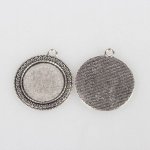2 suportes de cabochão de prata de 25 mm, pingentes de cabochão 52AS 