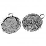 2 suportes de cabochão de prata de 30 mm, pingentes de cabochão A12082 