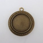 2 suportes de cabochão de bronze de 25 mm, pingentes de cabochão 119AB 