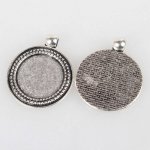 2 suportes de cabochão de prata de 20 mm, pingentes de cabochão 07AS 