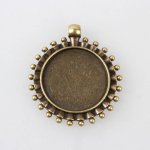 2 suportes de cabochão de bronze de 25 mm, pingentes de cabochão 84AB 