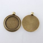 2 suportes de cabochão de bronze de 25 mm, pingentes de cabochão 102AB 