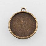 2 suportes de cabochão de bronze de 25 mm, pingentes de cabochão 43AB