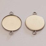 Suporte para cabochão redondo 18 mm Aço inoxidável 2 anéis