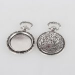 1 suporte de cabochão 20mm relógio de bolso em prata, pendente de cabochão 74AS