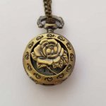 Flower 03 Relógio Gousset bronze antigo com corrente