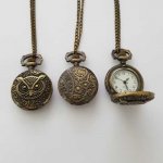 Relógio de coruja em bronze antigo com corrente