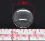 10 Cabochões redondos de 25 mm em vidro transparente com rebarba N°11 standard