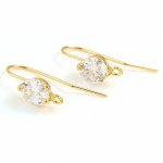 Suporte para brincos N°34 Gancho banhado a ouro de 18K e strass transparente