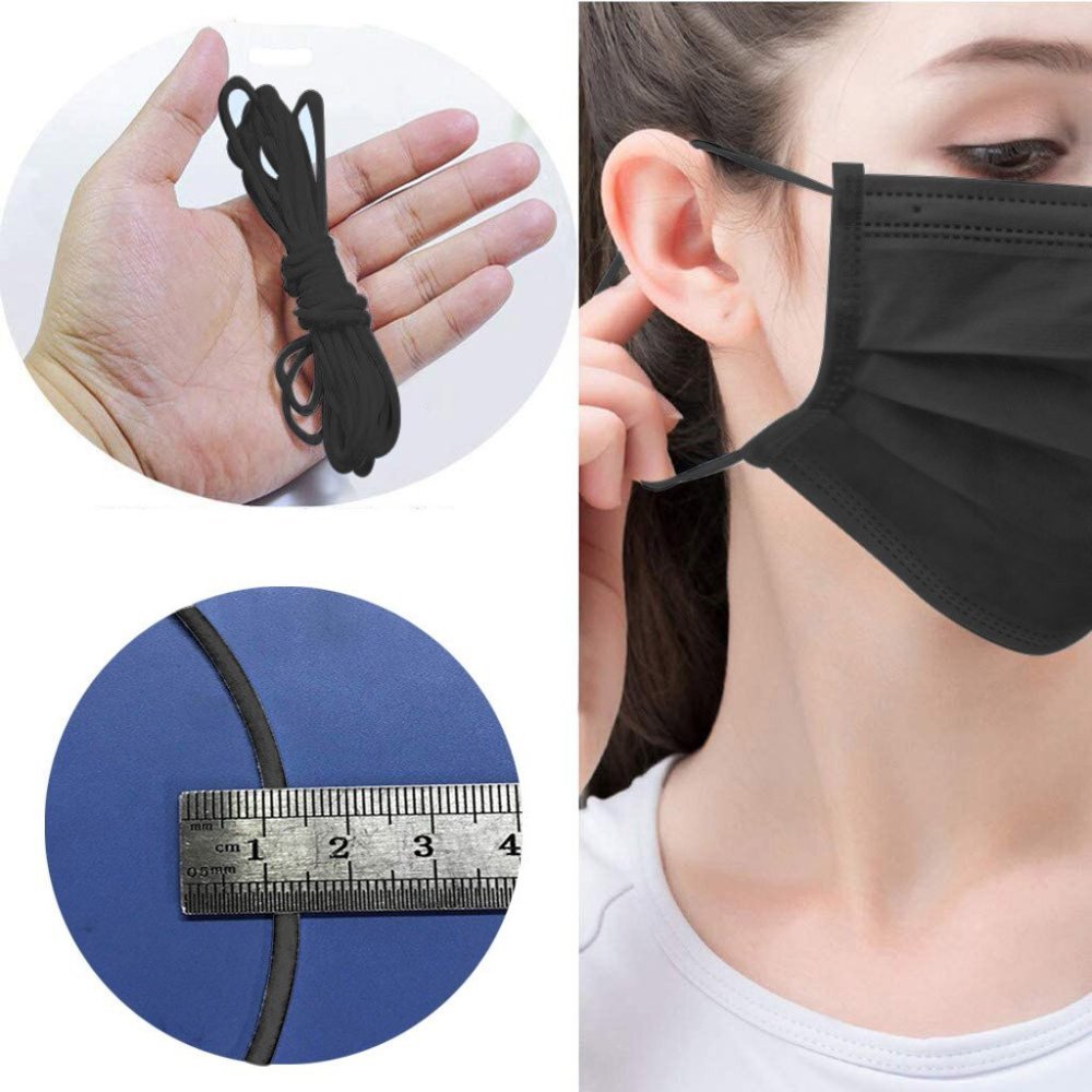 Máscara elástica Poliéster redondo 2,5 mm Preto