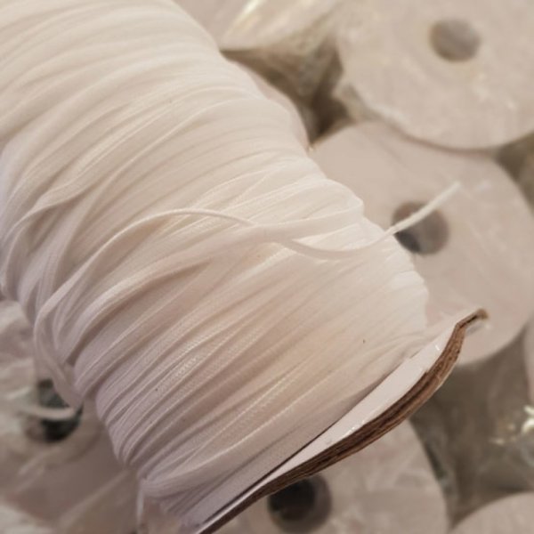 M&aacute;scara plana el&aacute;stica 3 mm Enxoval macio branco por metro