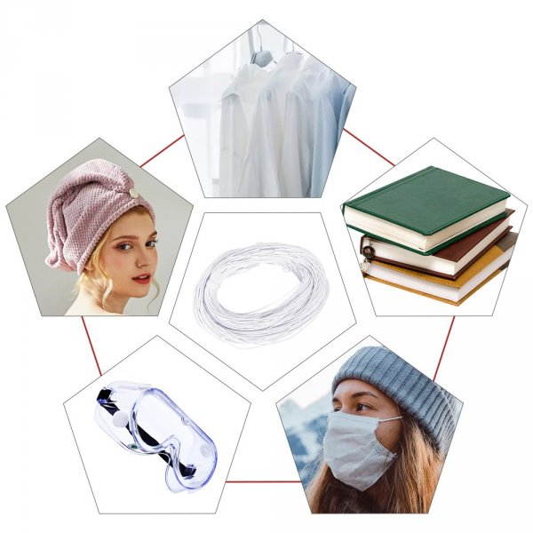 M&aacute;scara el&aacute;stica redonda 2,5 mm Branco a 10 cm