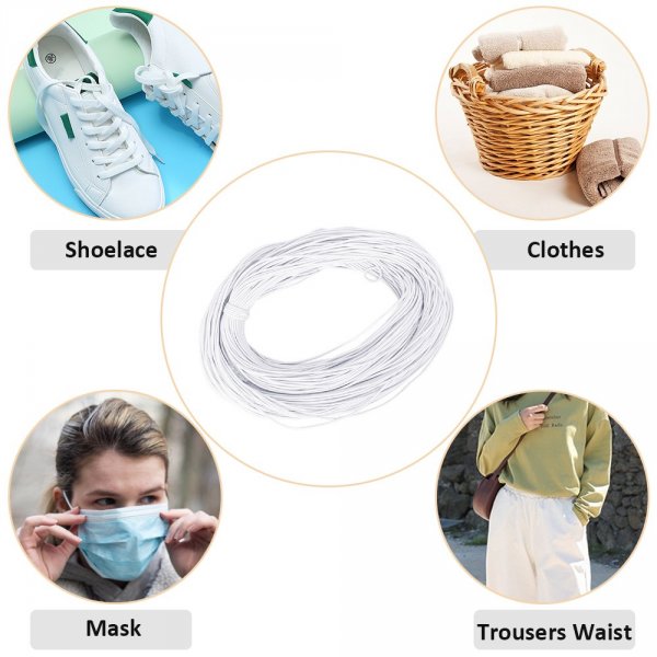 M&aacute;scara el&aacute;stica redonda 2,5 mm Branco a 10 cm