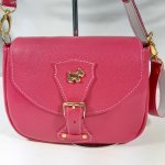 Fuchsia saco de couro de vaca de grão rosa