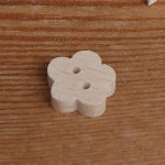 Botão de flor de madeira sólida para decorar e coser, feito à mão