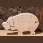 Porco de quebra-cabeças de madeira 4 peças Hetre feito à mão, animais da quinta