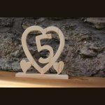 Coração de casamento de madeira, 5 anos de casamento, presente decorativo original, feito à mão, ideia de presente de casamento de madeira