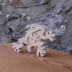 puzzle de sapo 2 peças em madeira de faia maciça feita à mão, batráquio