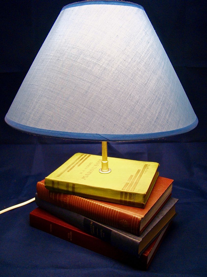 Candeeiro de livro antigo, azul 