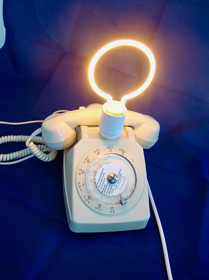 Candeeiro de telefone Dingo, néon branco!