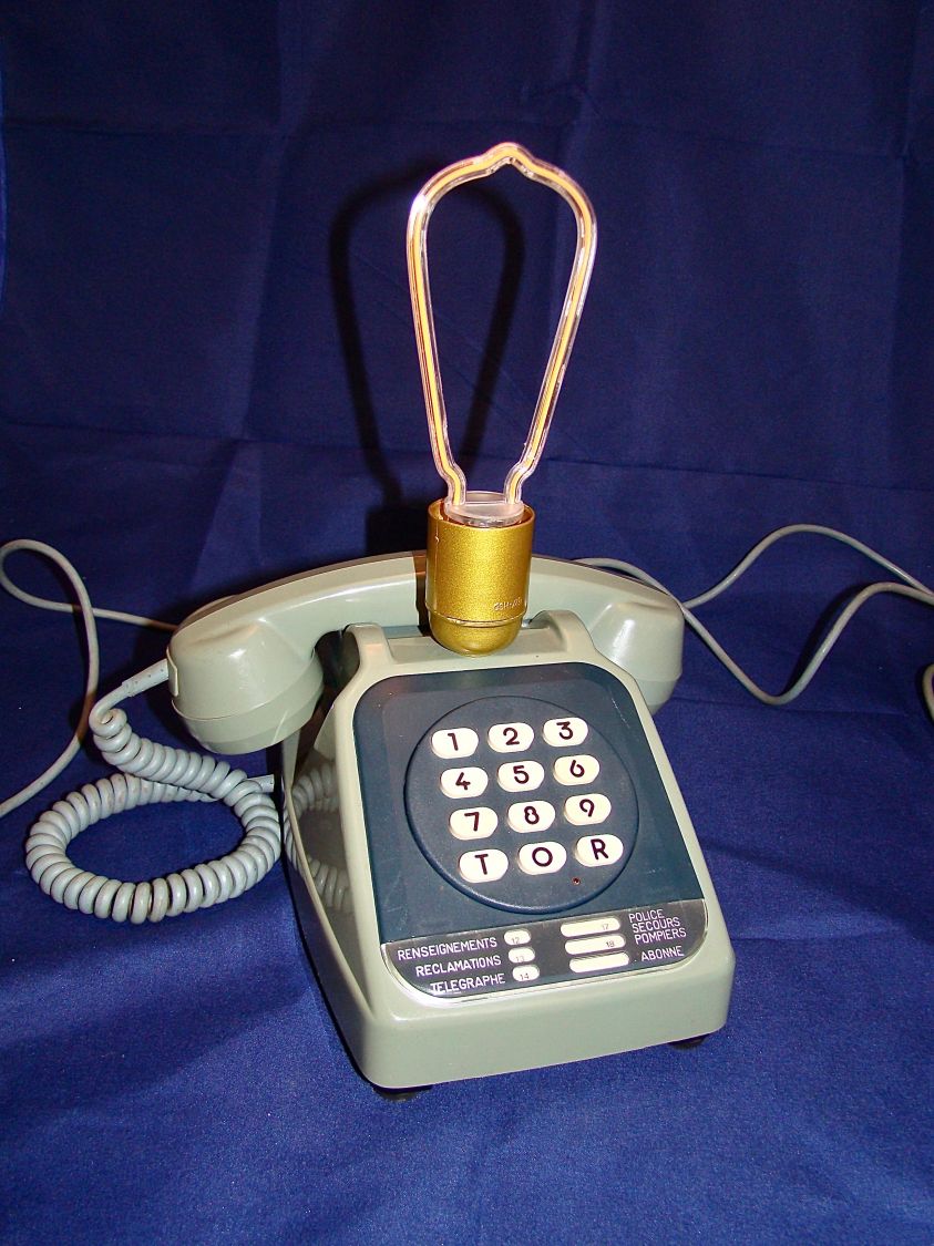 Lâmpada telefónica azul de néon estilo 80 