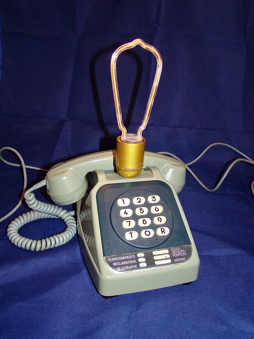 Lâmpada telefónica azul de néon estilo 80 