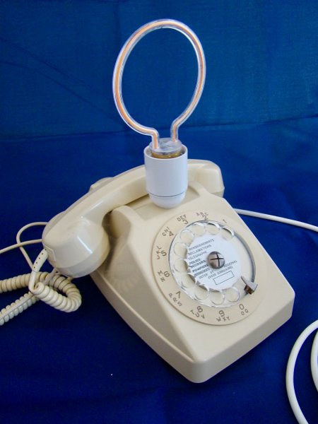 Candeeiro de telefone Dingo, n&eacute;on branco!