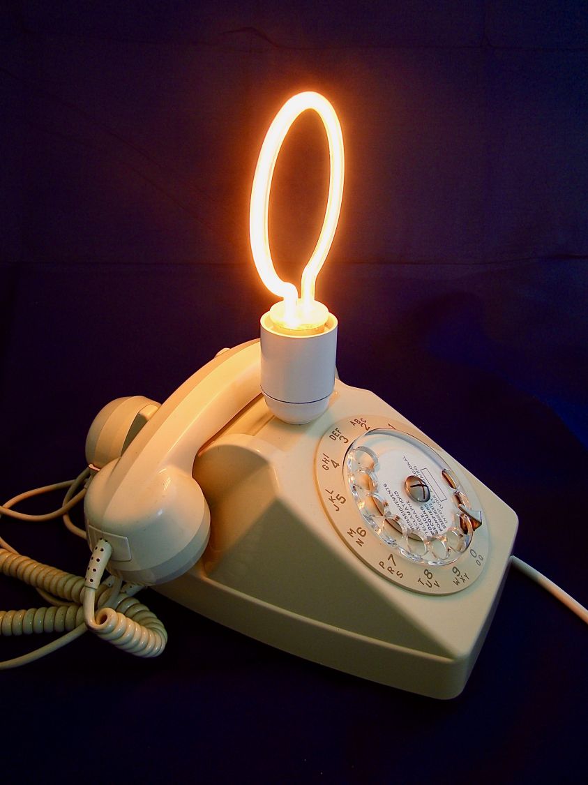 Candeeiro de telefone Dingo, néon branco!