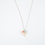 Pingente único Aquamarine e Coral Bead em Prata 