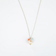 Pingente único Aquamarine e Coral Bead em Prata 