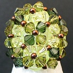 Bague en perle Agate kaki ( en kit )