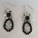 Kit boucles d'oreilles Larmes Noir Argent