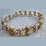 Bracelet Double Swarovski/Jaspe Paysage en kit