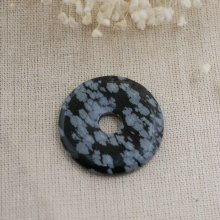 Donut de pedra obsidiana Floco de neve diâmetro 40 mm