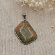 Conjunto de pingentes de cabochon com pedra unakite 