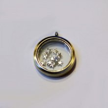 Caixa de vidro Medalhão Bronze dourado Pingente de tesouro de 30 mm