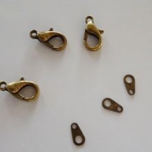 Conjunto de fecho de lagosta de bronze antigo x3