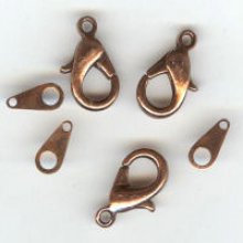 Conjunto de fecho antigo de lagosta de cobre x3