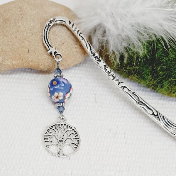 &aacute;rvore geneal&oacute;gica da vida prata e p&eacute;rola azul violeta feita &agrave; m&atilde;o