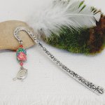 pingente marcador de página pingente de pássaro prateado e tubo de pérola original com padrão de rosa sublime